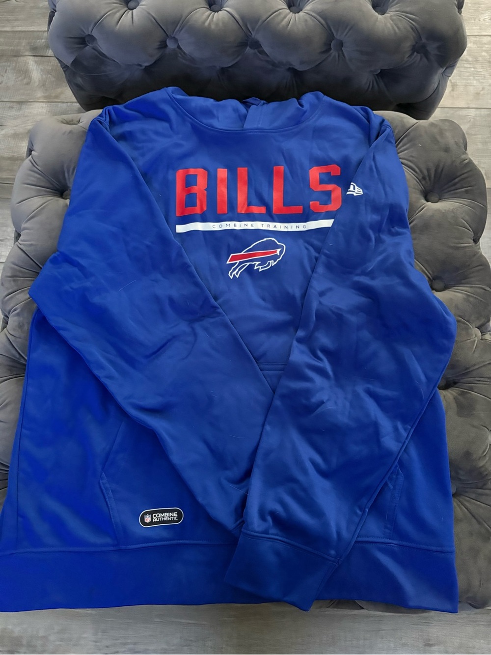 NFL Royal Blue Combine Authentic Pullover with White and Black Patch